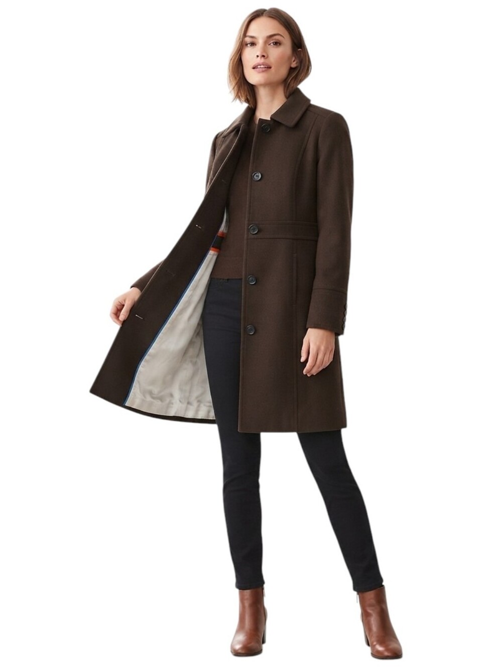 J.Crew Brown Wool Blend Trench Car Coat Style 79205 FA06 Size P0